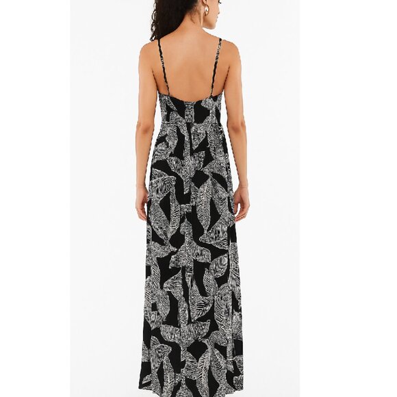 Black Tropical Maxi Dress – Size L – Elegant & Fresh Summer Look (Worn Once) - Picture 2 of 4